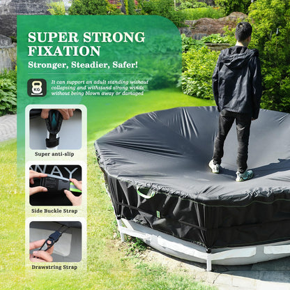 18 FT Round Above Ground Pool Cover – Heavy-Duty 500D Winter Cover with Windproof Straps & UV Protection
