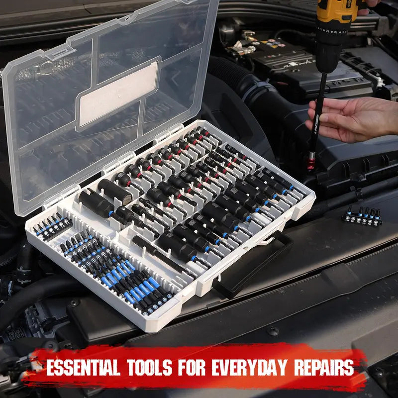 41/59/80-Piece Magnetic Impact Nut Driver Set – SAE & Metric Socket Set with Adapters & Extensions