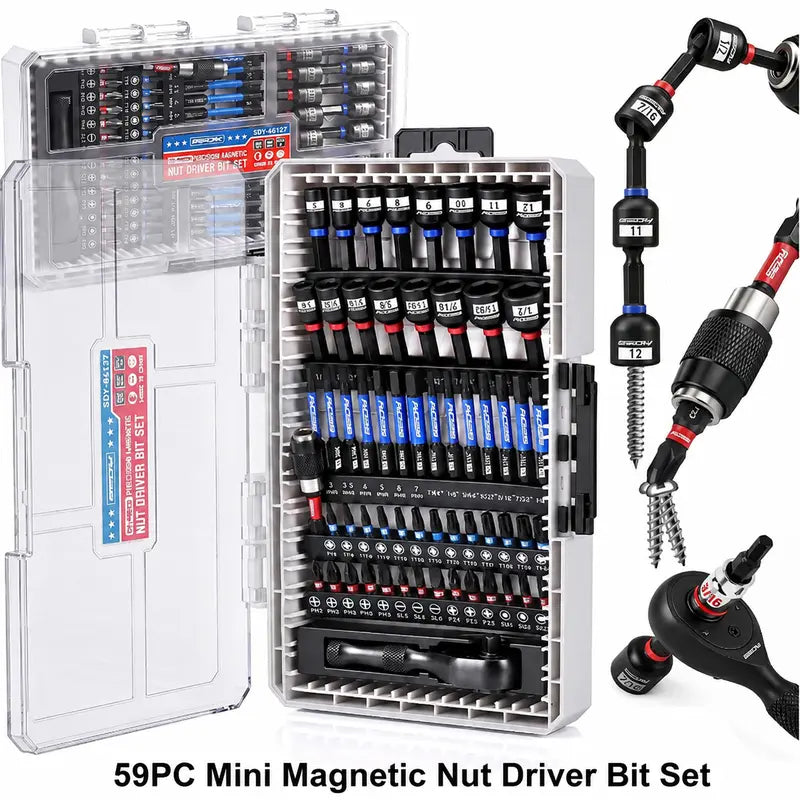41/59/80-Piece Magnetic Impact Nut Driver Set – SAE & Metric Socket Set with Adapters & Extensions