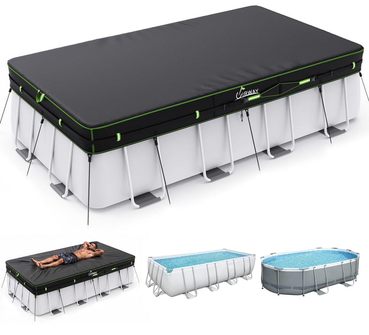 18 FT Round Above Ground Pool Cover – Heavy-Duty 500D Winter Cover with Windproof Straps & UV Protection