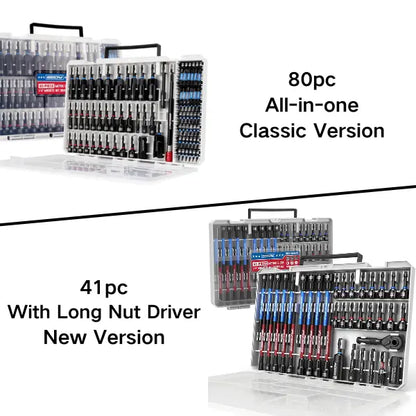 41/59/80-Piece Magnetic Impact Nut Driver Set – SAE & Metric Socket Set with Adapters & Extensions